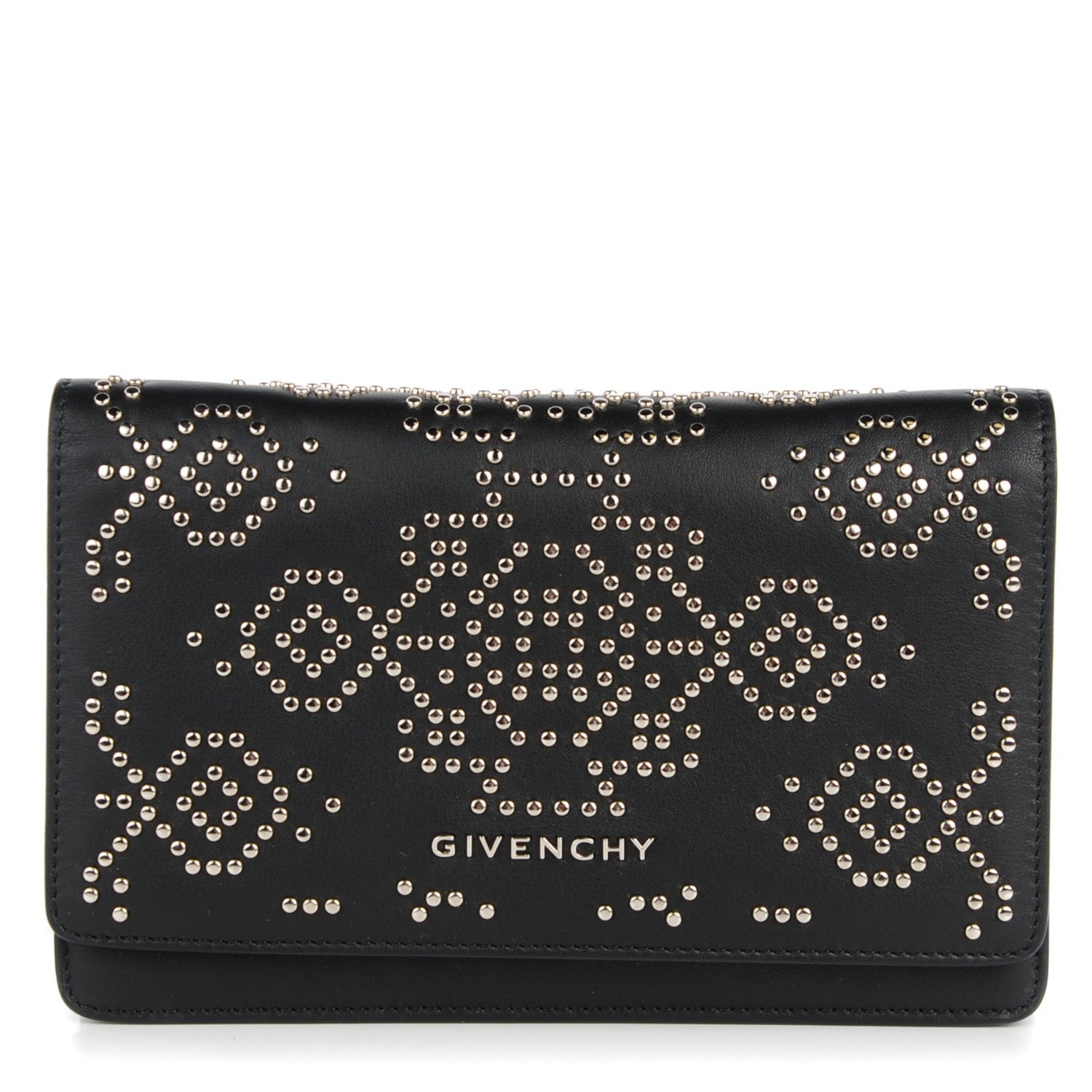 Givenchy Calfskin Studded Pandora Chain Wallet Black 1 of 8