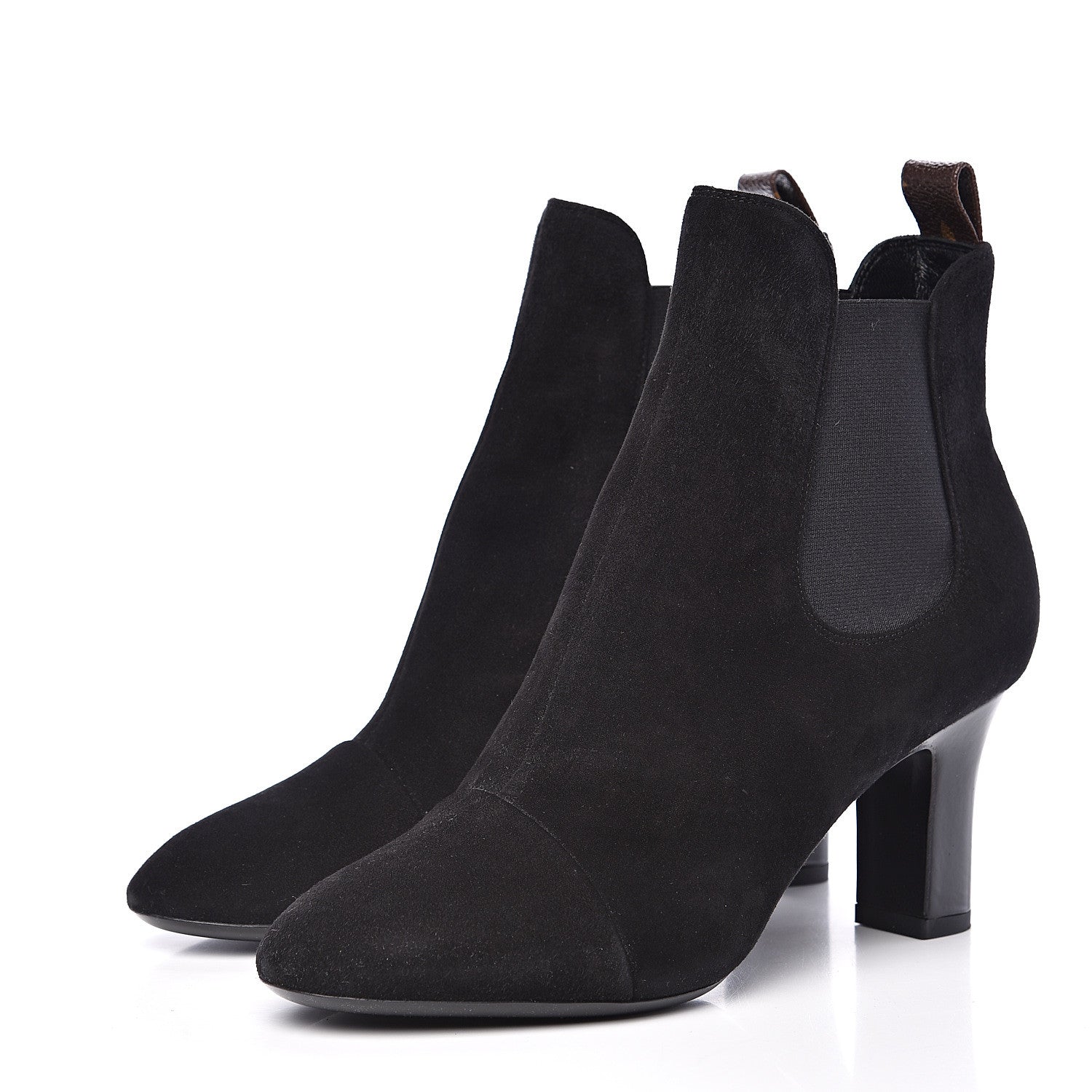 Louis Vuitton Suede Monogram Uniformes Cap Toe Chelsea 75mm Ankle Boots 37.5 Black 3 of 8