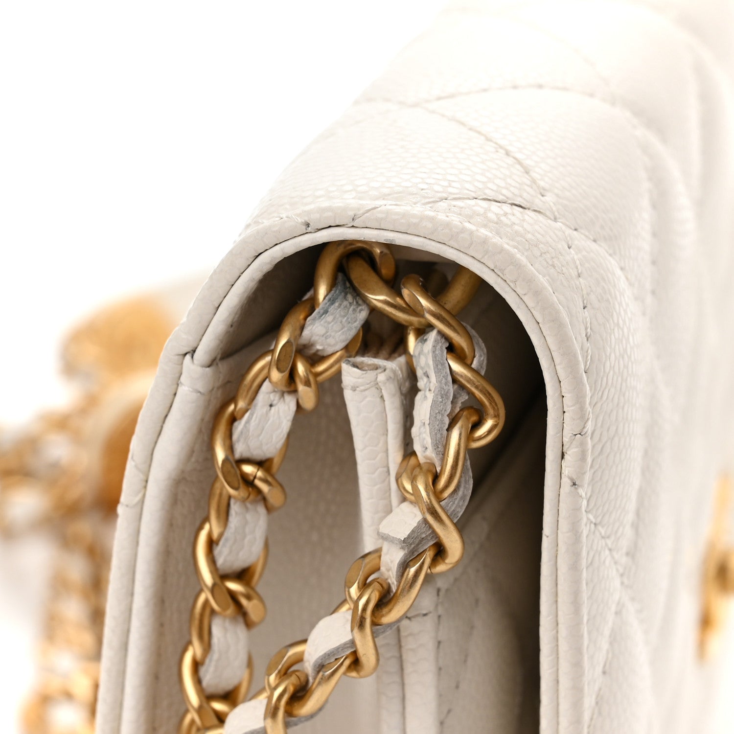 Chanel Caviar Quilted Twist Your Buttons Wallet On Chain WOC White 13 of 14