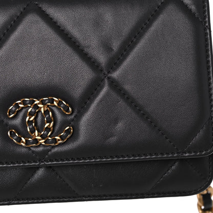Chanel Lambskin Quilted Chanel 19 Wallet On Chain WOC Dark Grey 13 of 17