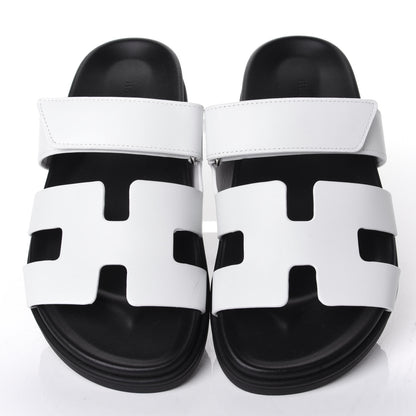 Hermes Calfskin Womens Chypre Sandals 38.5 White 5 of 11