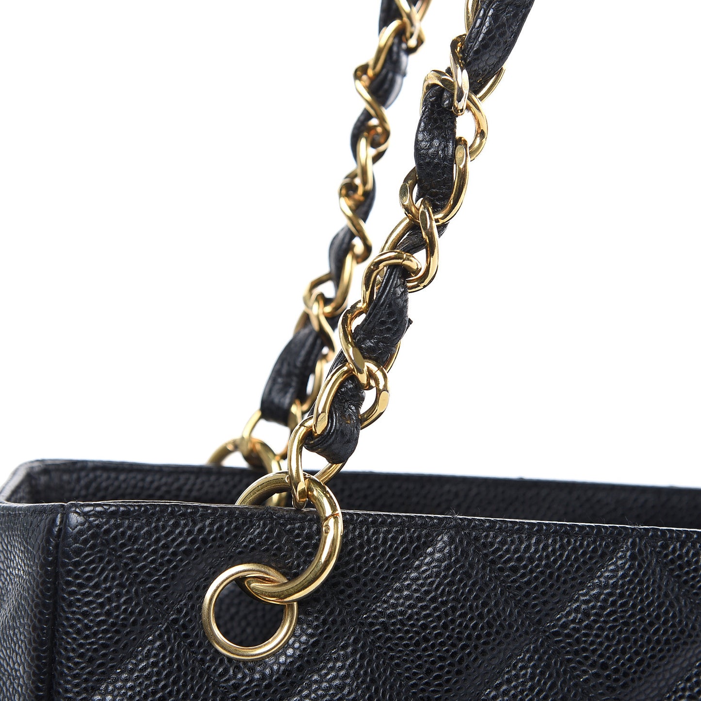 Caviar Quilted Petit Shopping Tote PST Black