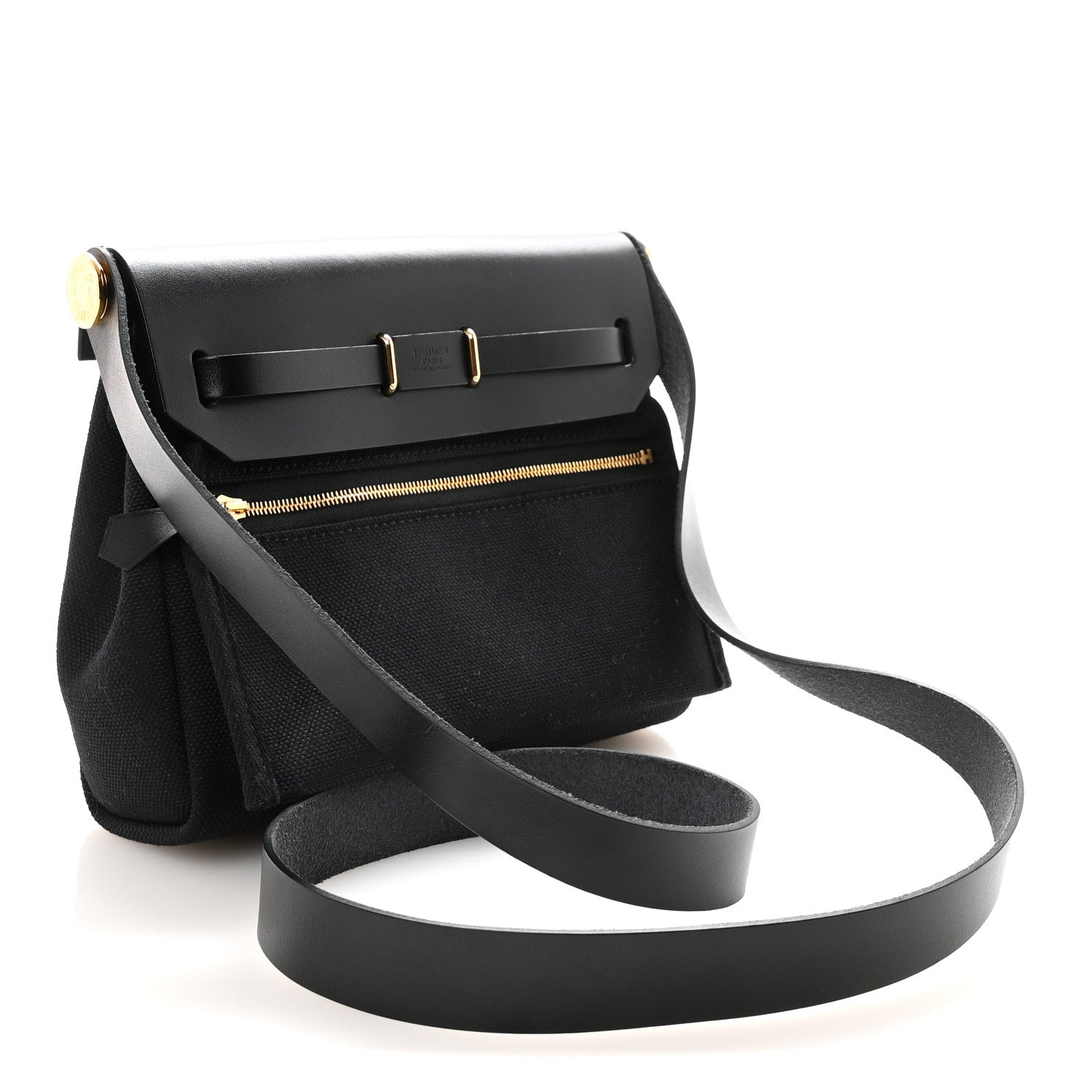Hermes Military Toile Vache Hunter Herbag Zip Retourne 20 Black 5 of 20