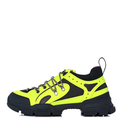 Gucci X SEGA Mesh Technical Canvas Calfskin Reflective Mens Flashtrek Sneakers 9 Neon Yellow Lotus 1 of 9