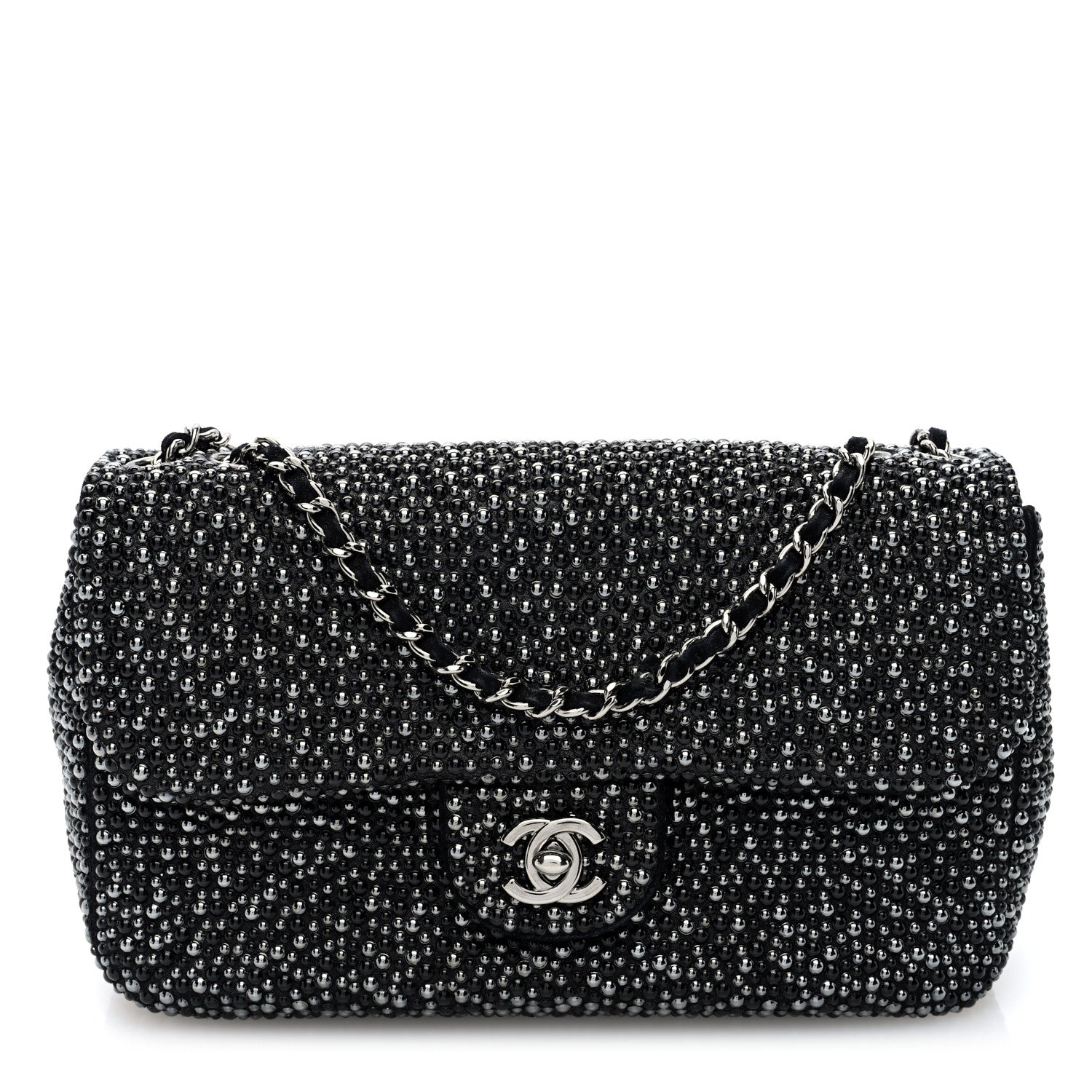 Chanel Suede Beaded Small Flap Dark Grey 1 of 10