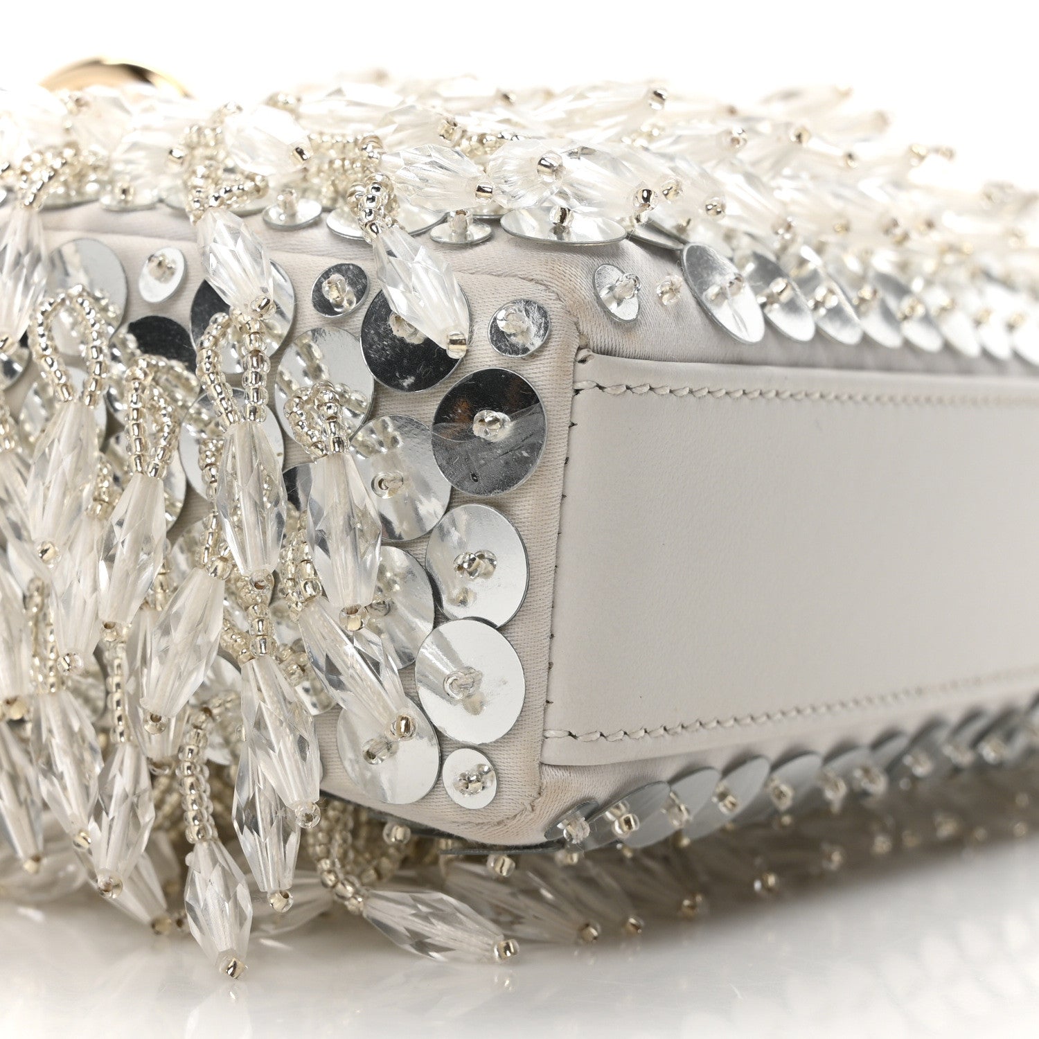 Christian Dior Lambskin Sequin Beaded Embroidered Micro Lady D-Joy White 8 of 10