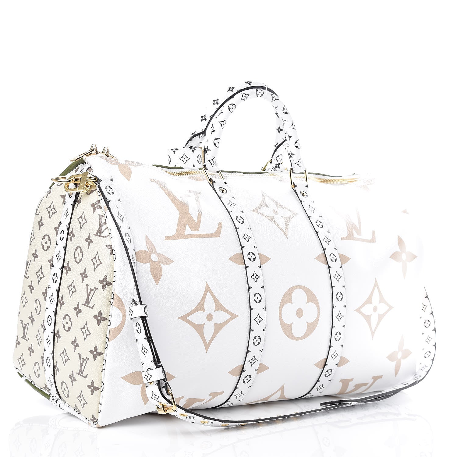 Louis Vuitton Monogram Giant Keepall Bandouliere 50 Kaki Beige 4 of 10