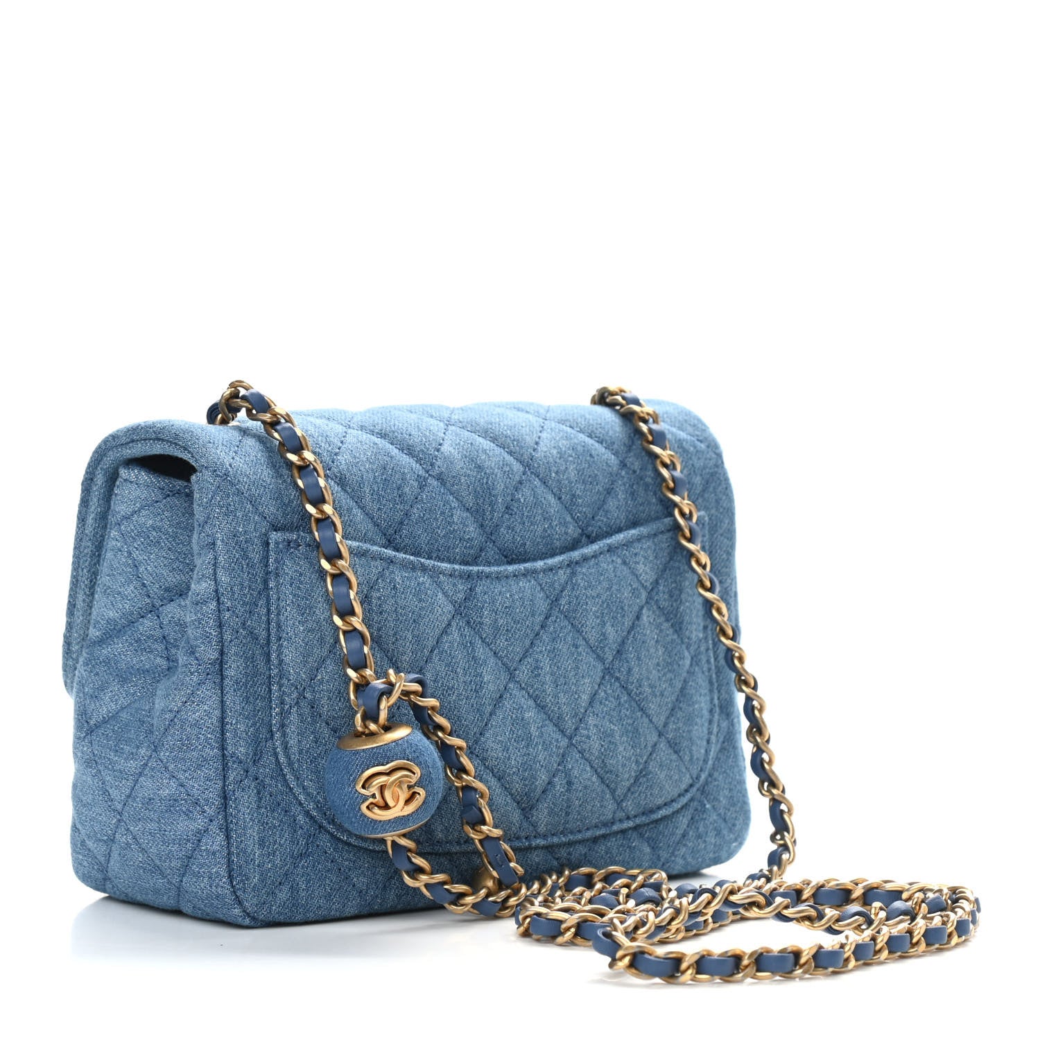 Chanel Denim Quilted Mini Pearl Crush Flap Blue 3 of 9