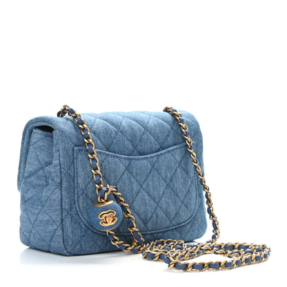 Chanel Denim Quilted Mini Pearl Crush Flap Blue 3 of 9
