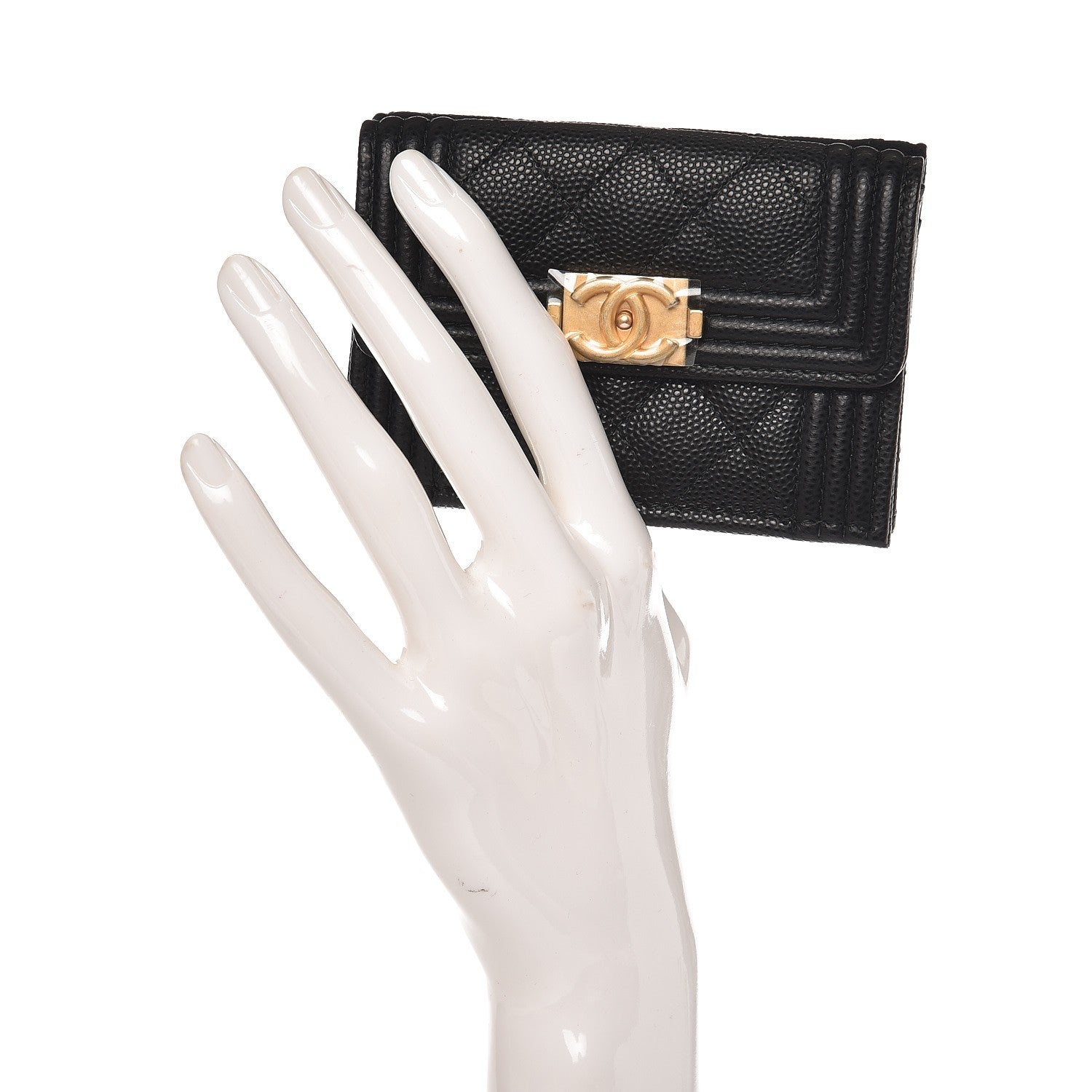 Chanel Caviar Quilted Small Boy Flap Wallet Black 2 of 9