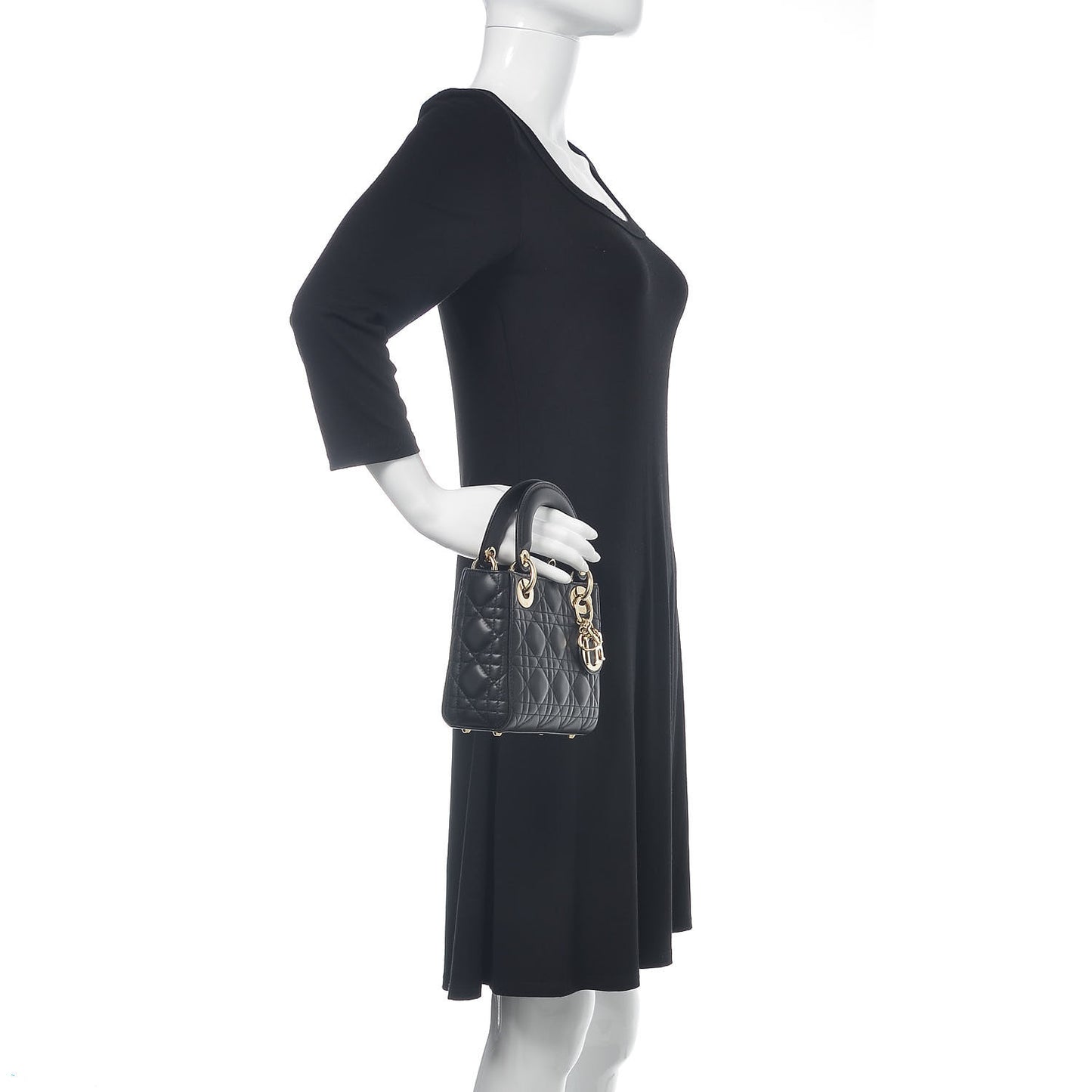 Lambskin Cannage Mini Lady Dior Black