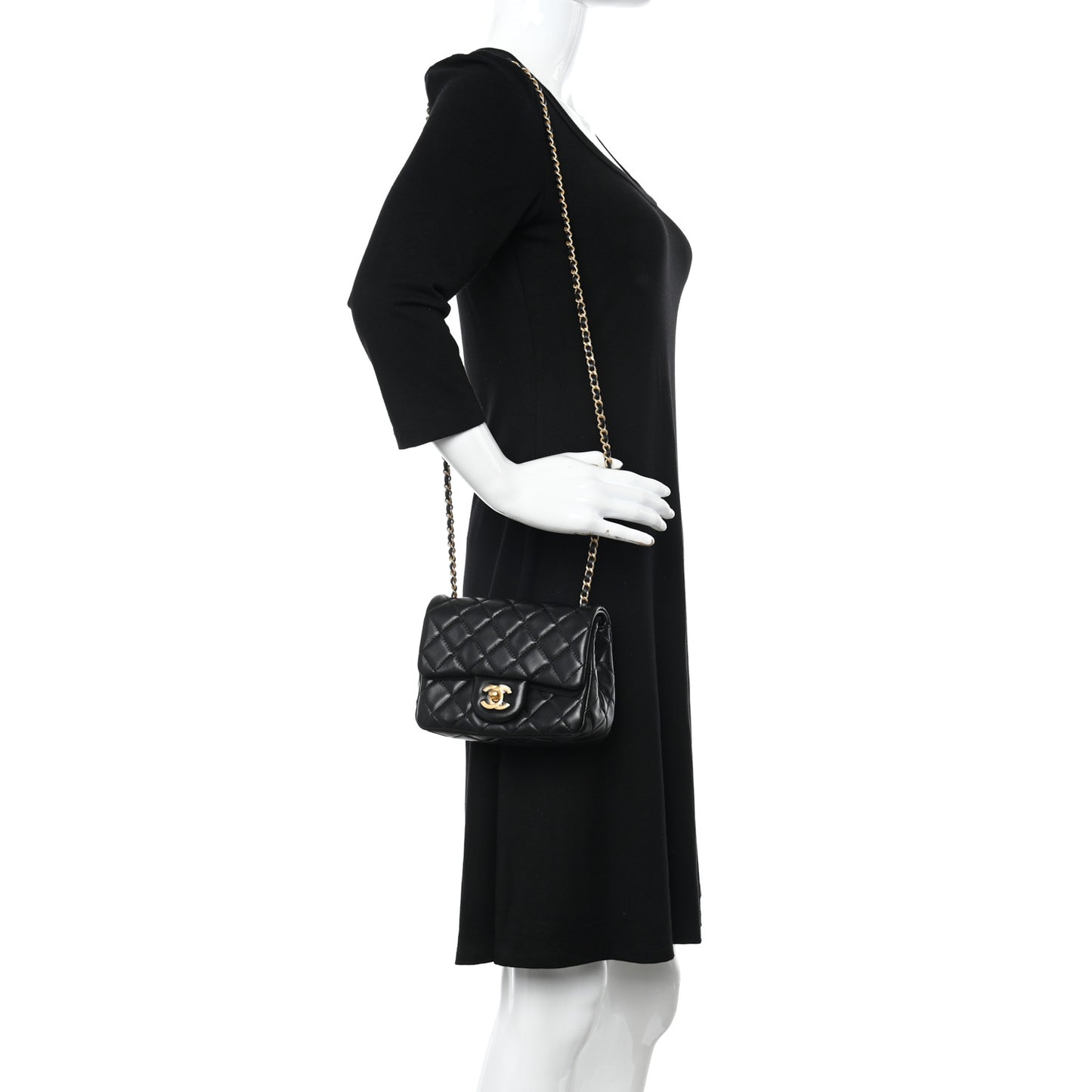 Lambskin Quilted Mini Pearl Crush Flap Black
