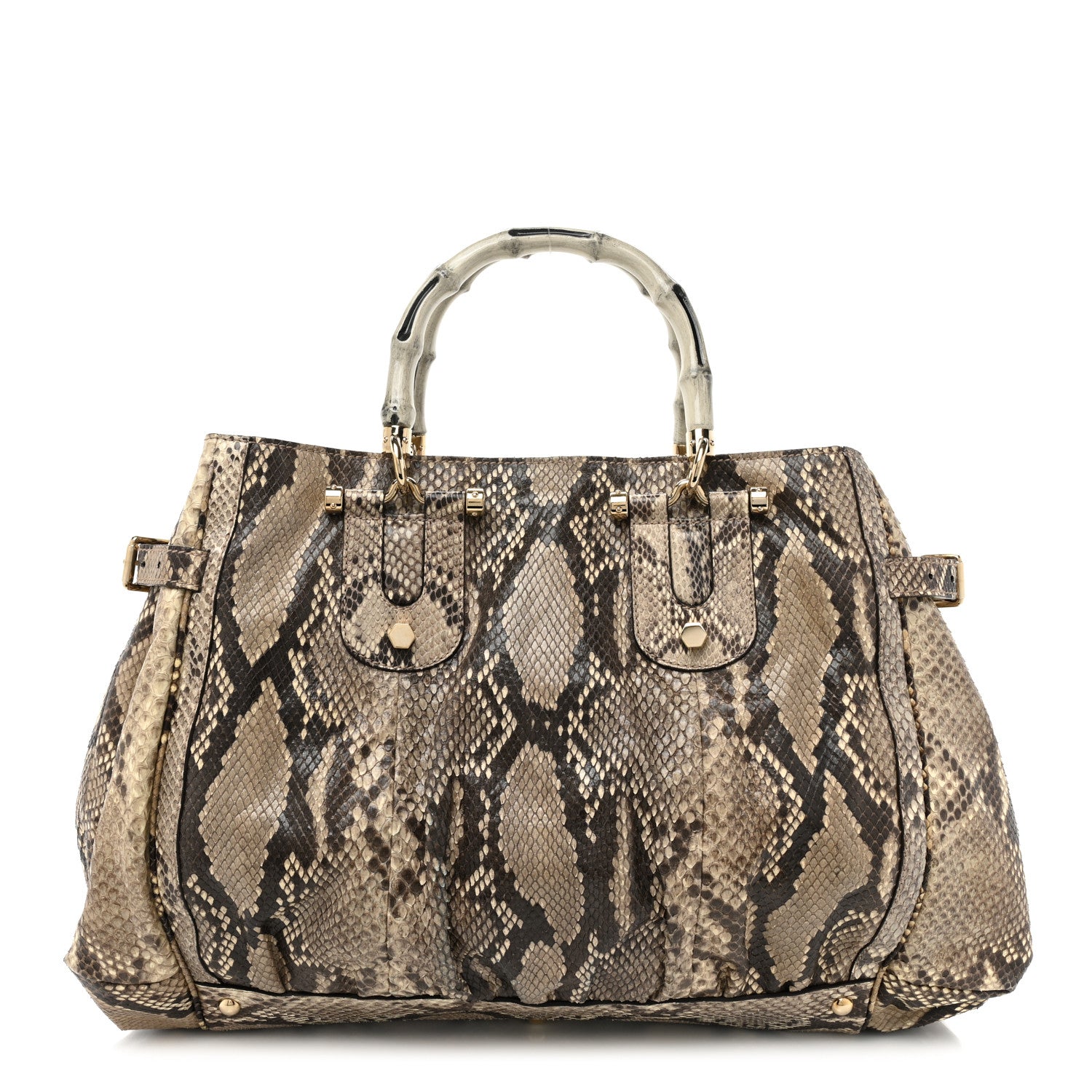 Gucci Snakeskin Bamboo Large Pop Top Handle Tote Roccia 1 of 9