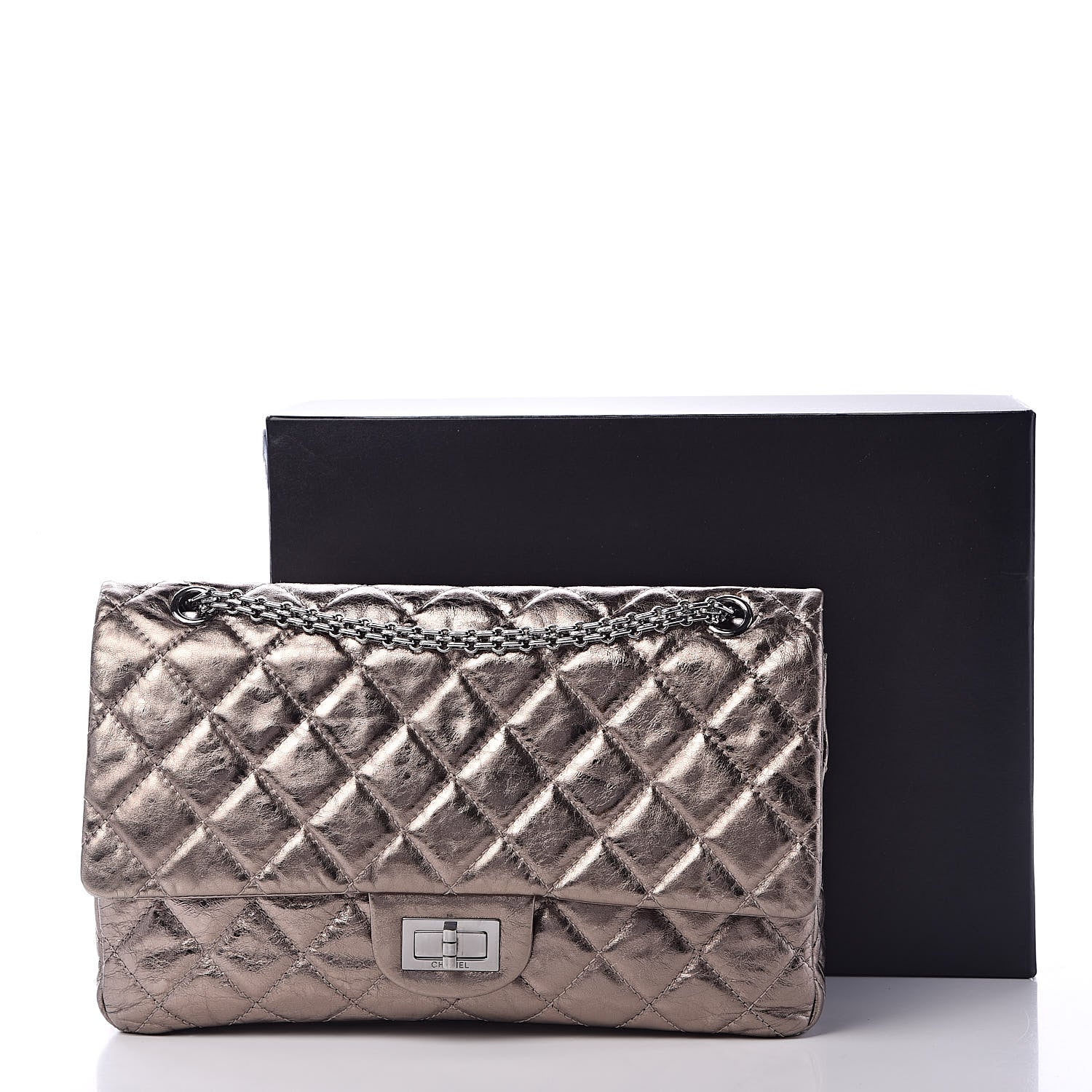 Chanel Metallic Aged Calfskin Quilted 2.55 Reissue 226 Argent Fonce 11 of 11