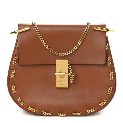 Chloe Lambskin Drew Threaded-Chain Shoulder Bag Classic Tobacco 1 of 13