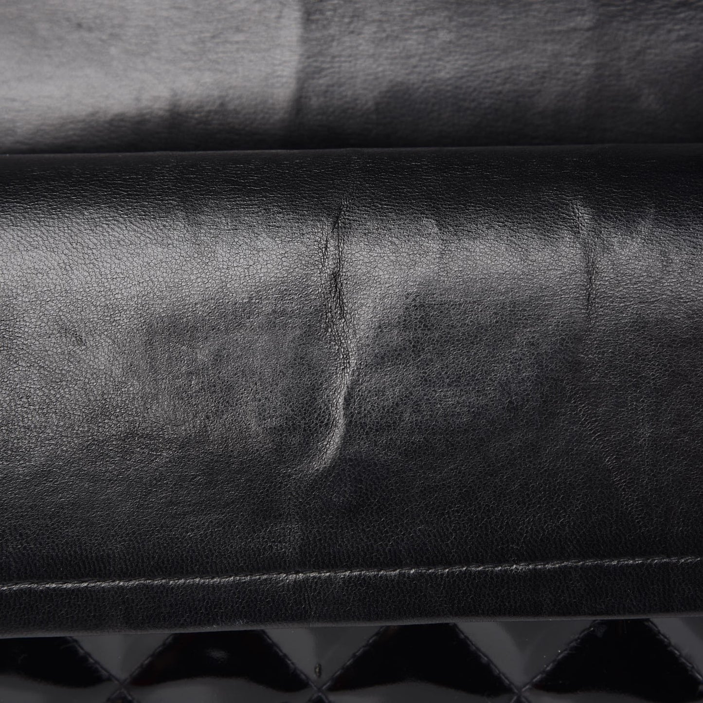 Patent Quilted Medium Double Flap Black