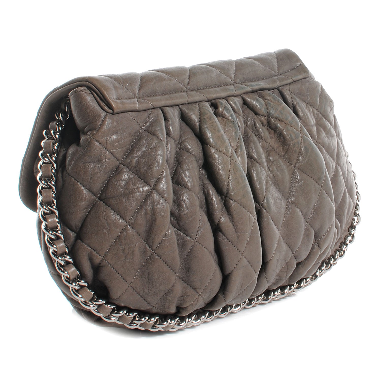 Chanel Washed Lambskin Quilted Medium Chain Around Messenger Taupe 3 of 7