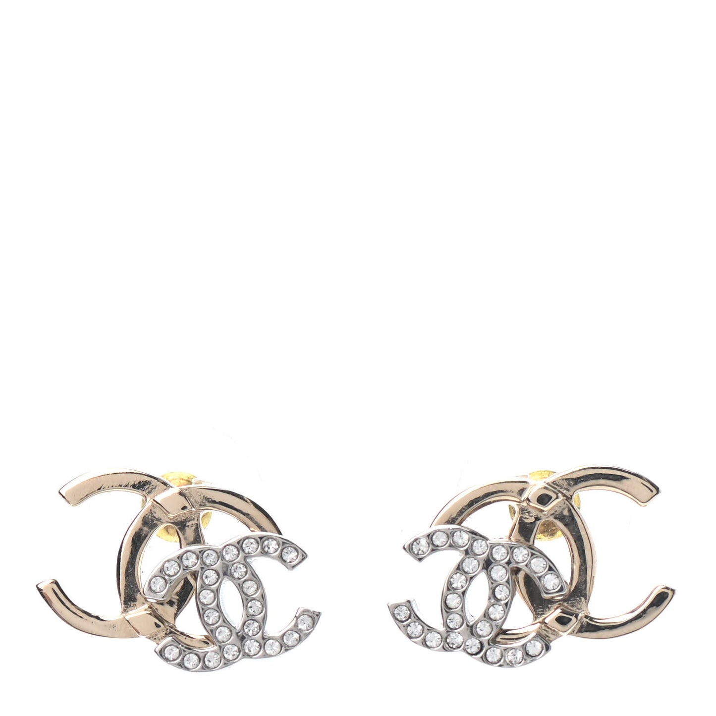 Crystal Double CC Earrings Gold Silver