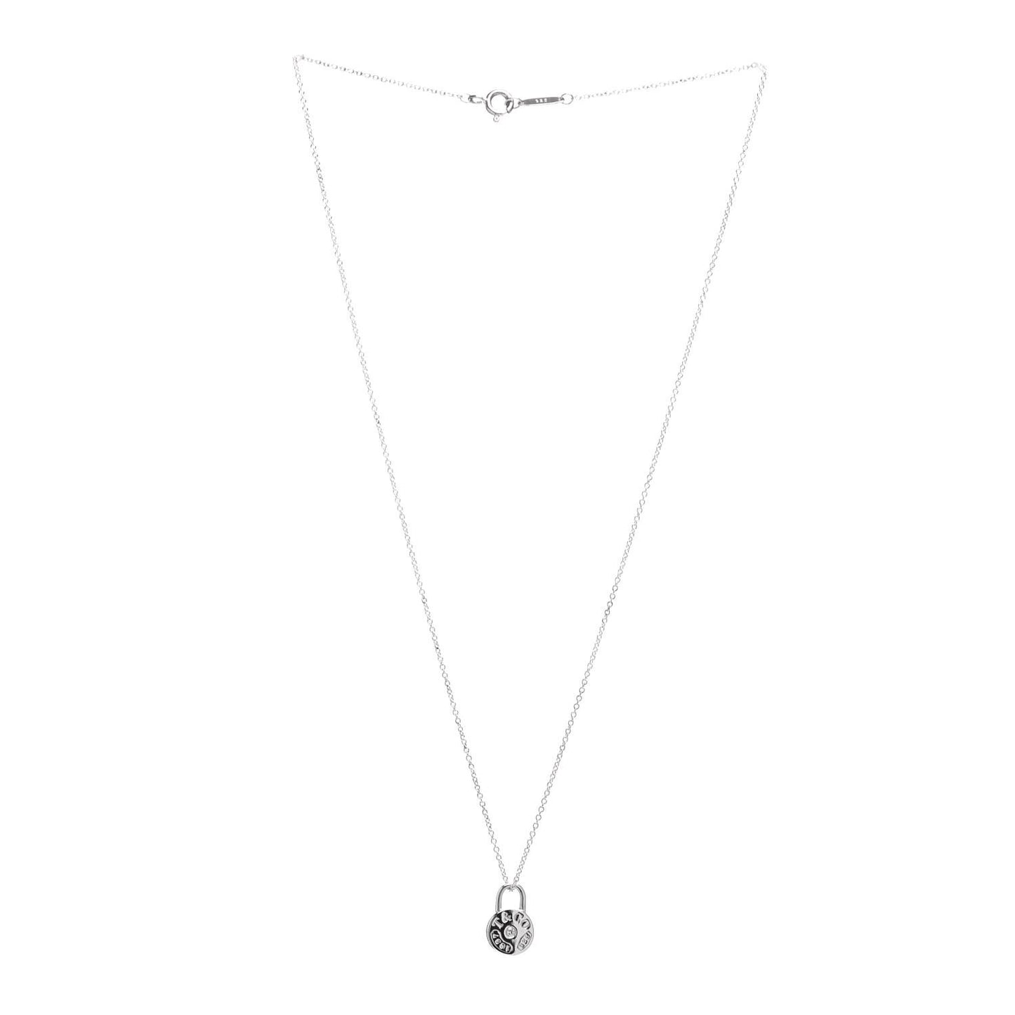 Sterling Silver Diamond 1837 Circle Lock Necklace