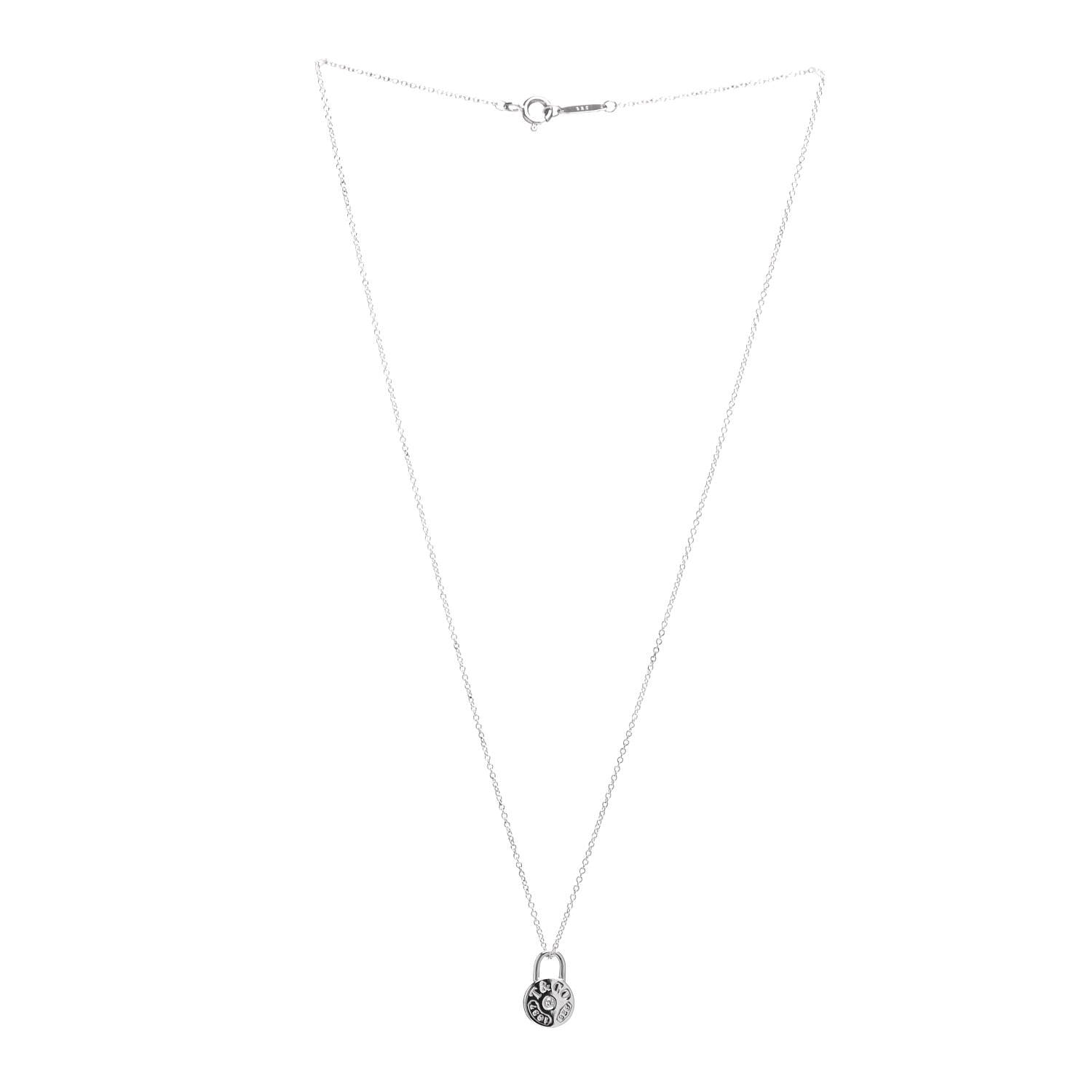 Tiffany Sterling Silver Diamond 1837 Circle Lock Necklace 3 of 4