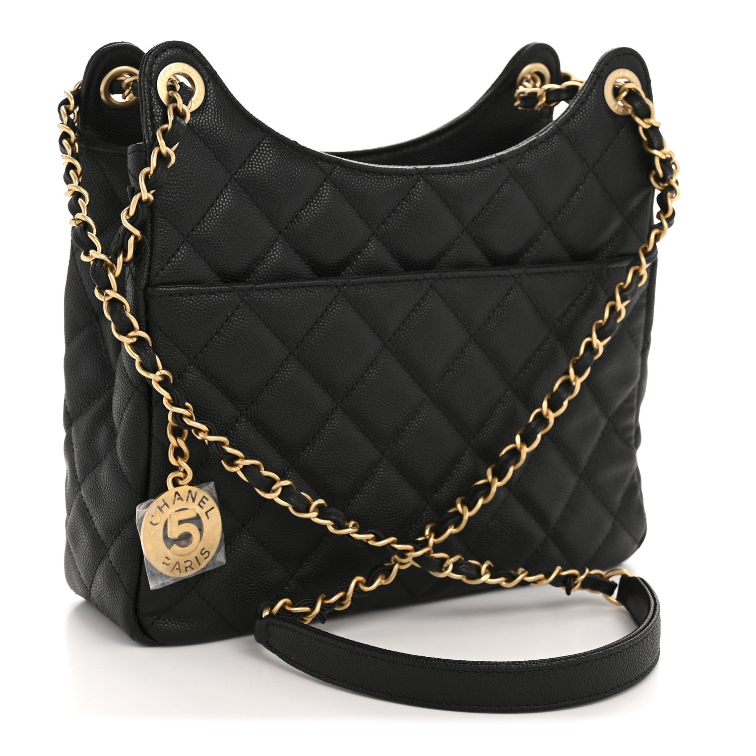 Chanel Caviar Quilted Wavy CC Hobo Black 3 of 11