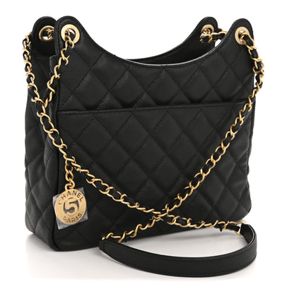 Chanel Caviar Quilted Wavy CC Hobo Black 3 of 11
