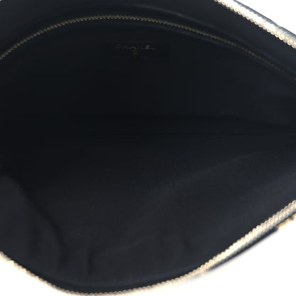 Chanel Calfskin Crocodile Embossed Graffiti 2.55 Medium Cocodile Reissue Cosmetic Case Black Gold 5 of 8