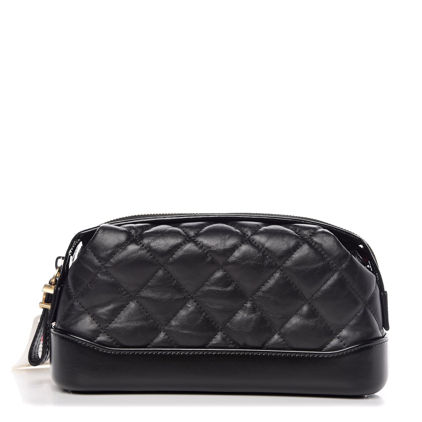 Aged Calfskin Quilted Gabrielle Cosmetic Case Black