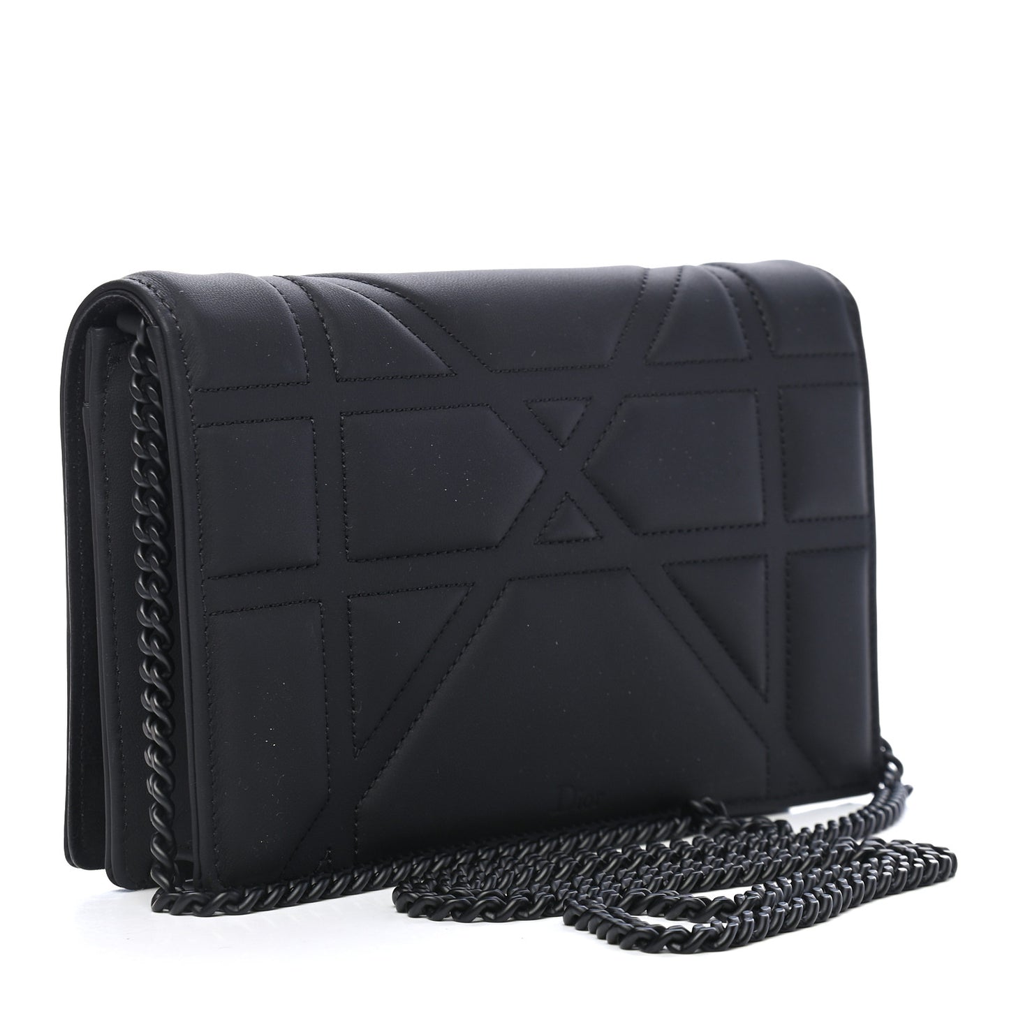 Ultra Matte Calfskin Diorama Wallet on Chain Pouch Black