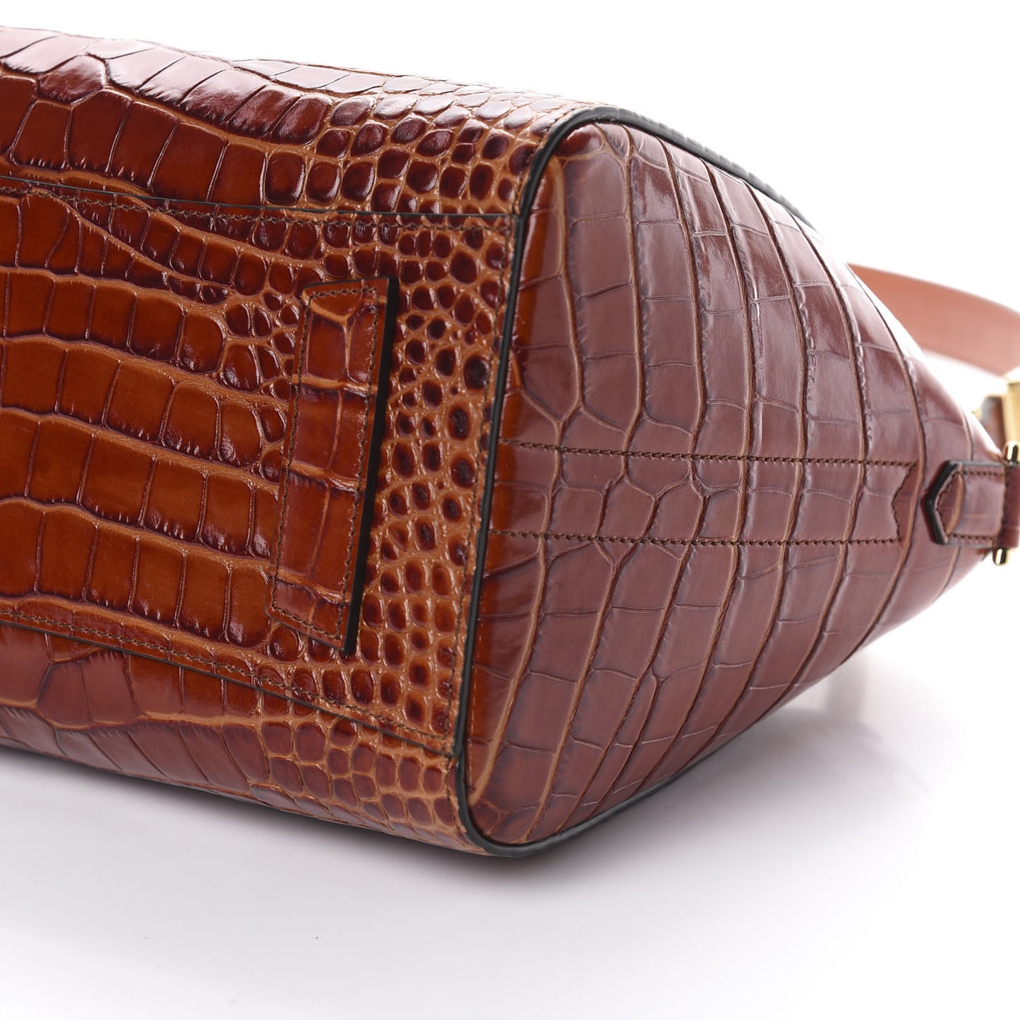 Calfskin Crocodile Embossed Small Antigona Cognac