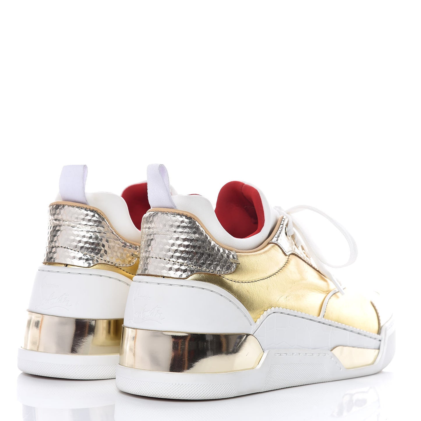 Metallic Calfskin Womens Aurelien Flat Sneakers 38 Gold White
