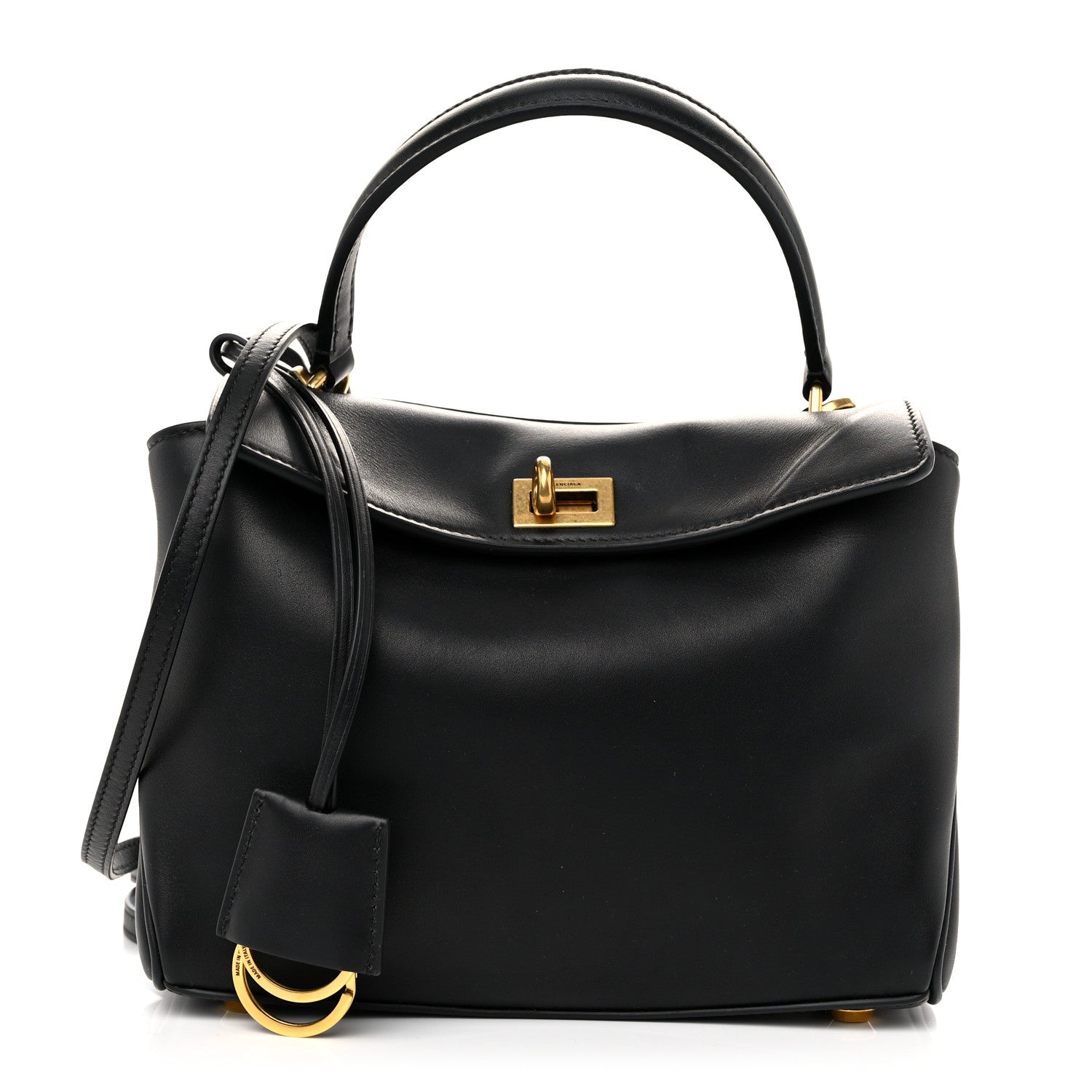 Balenciaga Natural Smooth Calfskin Mini Rodeo Top Handle Handbag Black 1 of 12