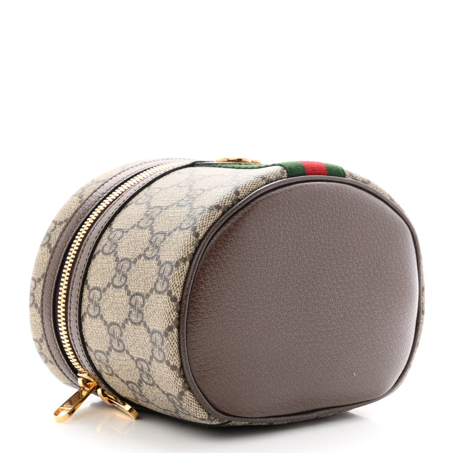 Gucci GG Supreme Monogram Textured Calfskin Web Ophidia Vanity Cosmetic Case Beige Ebony New Acero 4 of 7
