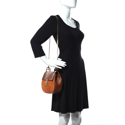 Chloe Suede Smooth Calfskin Drew Shoulder Bag Classic Tobacco 2 of 11
