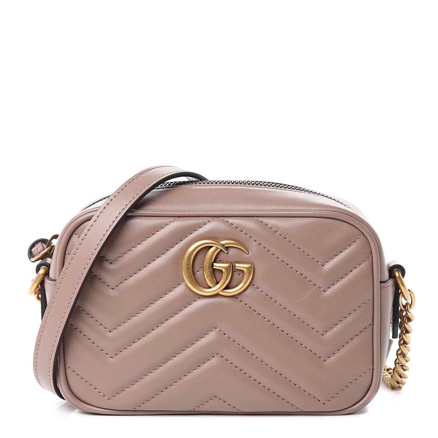 Calfskin Matelasse Mini GG Marmont Chain Shoulder Bag Porcelain Rose
