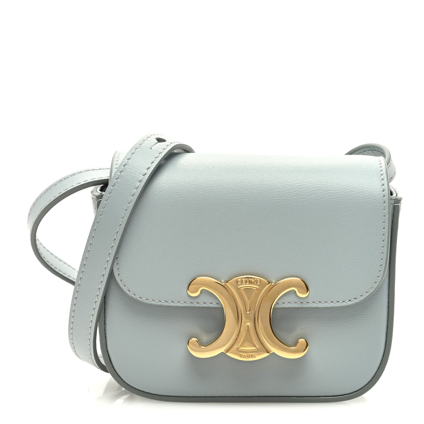 Shiny Calfskin Mini Triomphe Soft Blue