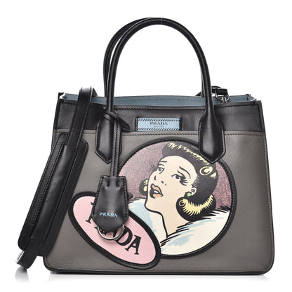 Prada Vitello Patch Comics Dual Shoulder Bag Marmo Black 1 of 9