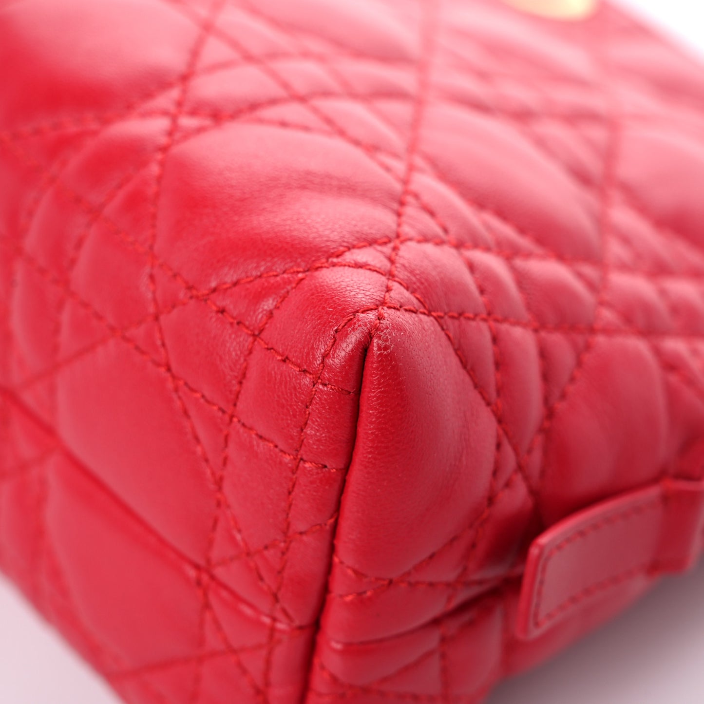 Lambskin Cannage Caro Beauty Pouch Raspberry