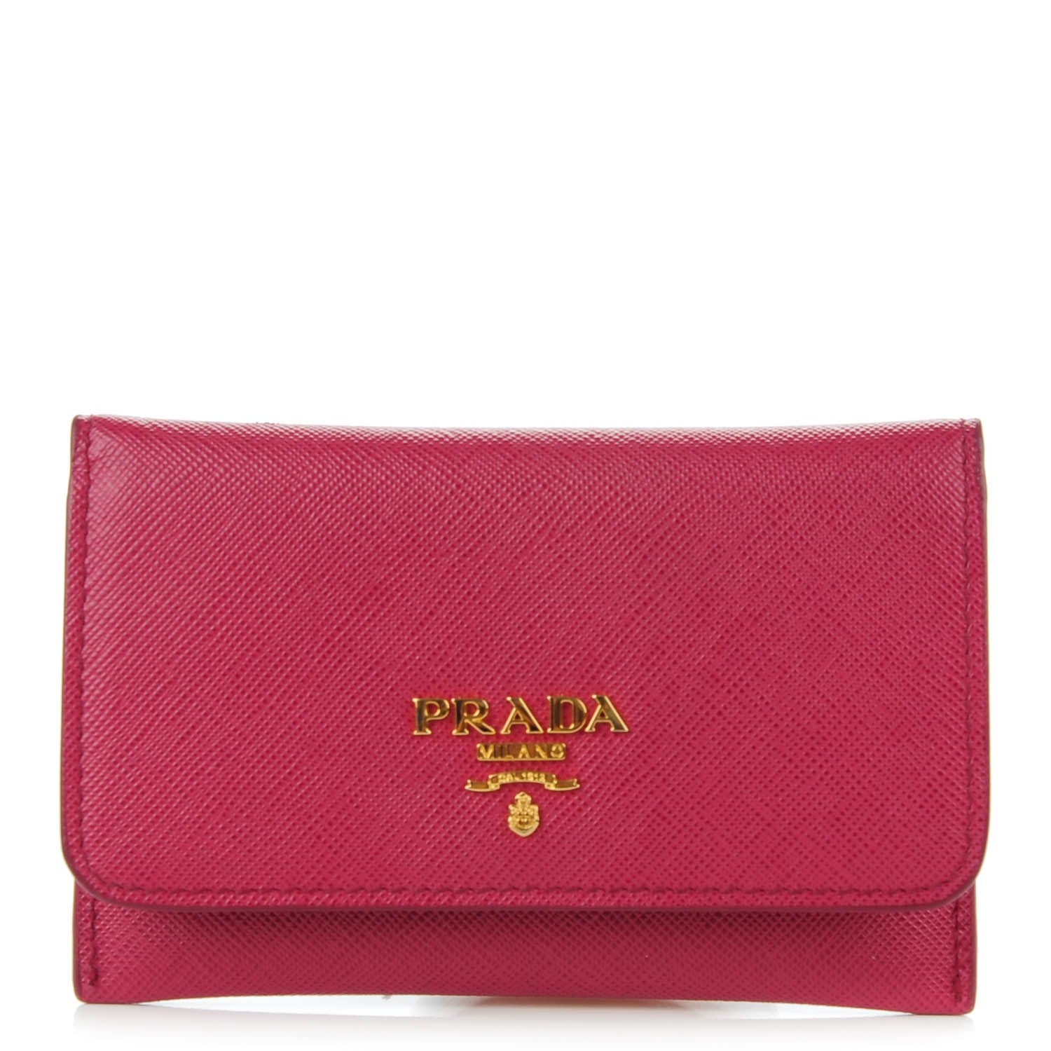 Prada Saffiano Metal Flap Card Holder Ibisco 1 of 9