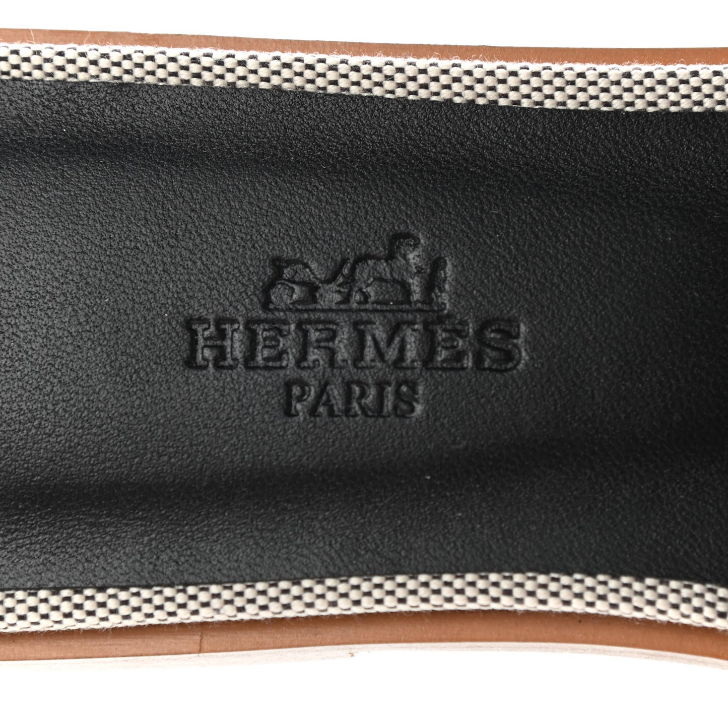 Calfskin Canvas Oran Sandals 36.5 Black