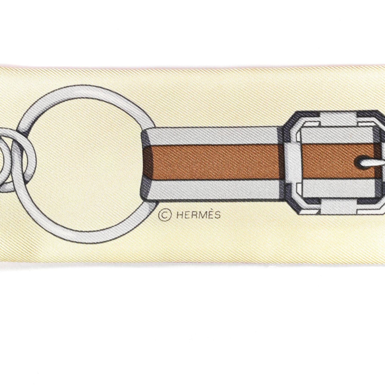 Hermes Silk Grand Tralala Twilly Rose Poudre Jaune 3 of 4