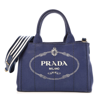 Prada Canapa Small Logo Tote Bleuette 1 of 14