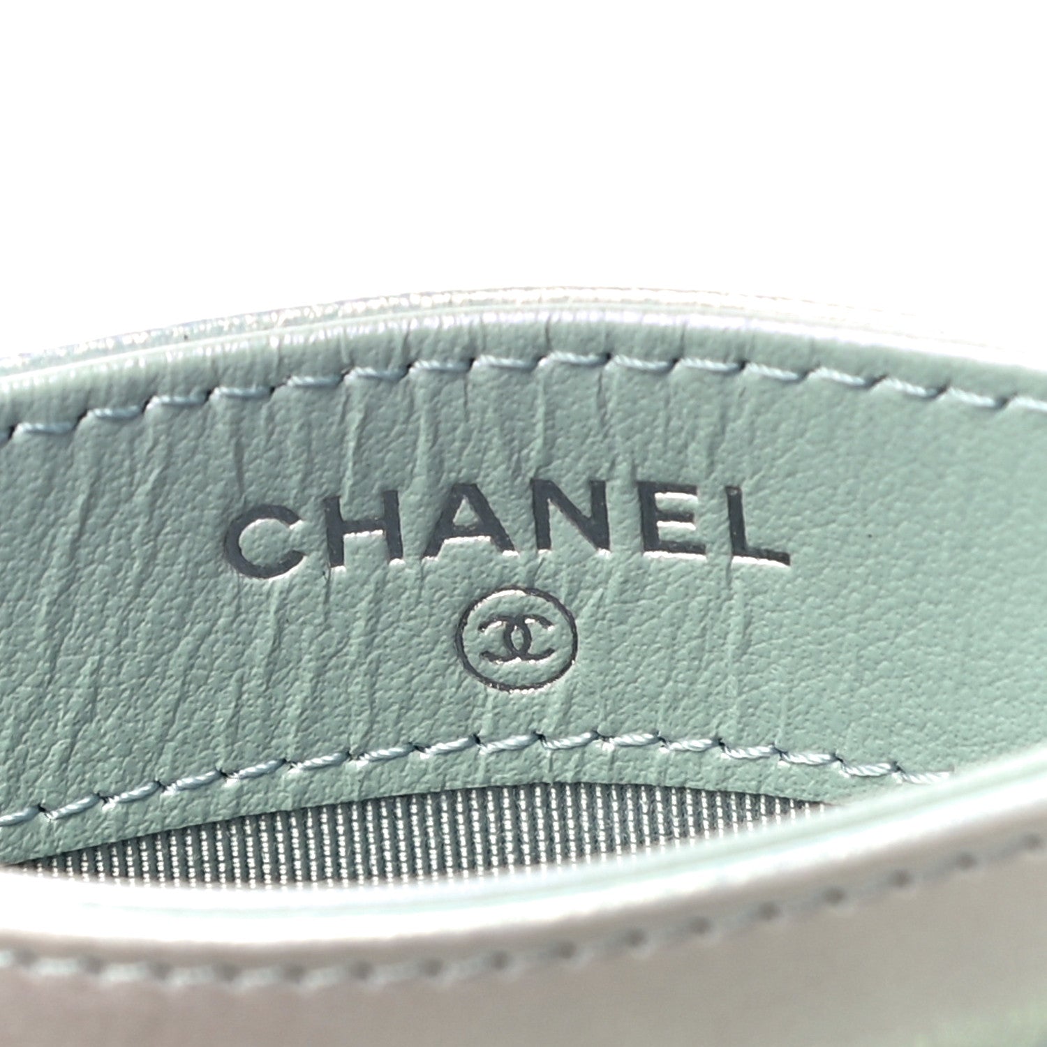 Chanel Iridescent Lambskin Quilted Card Holder Light Blue 5 of 11