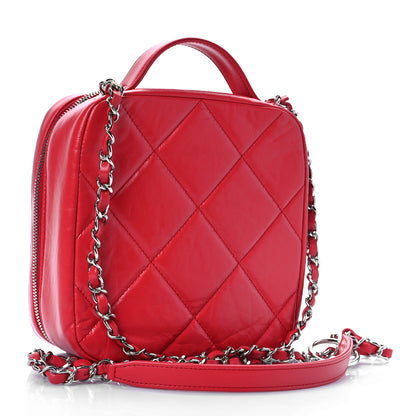 Chanel Aged Calfskin Quilted Top Handle Camera Case Red 2 of 9