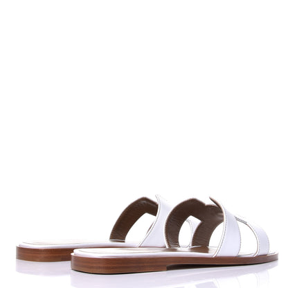 Hermes Box Calfskin Oran Sandals 37 White 4 of 11