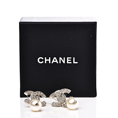 Chanel Crystal Pearl CC Drop Earrings Gold 5 of 5