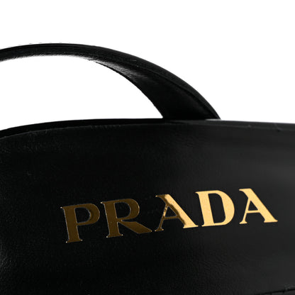 Prada Vernice Metal Triangle Logo Open Toe 65mm Sandals 36 Black 8 of 8