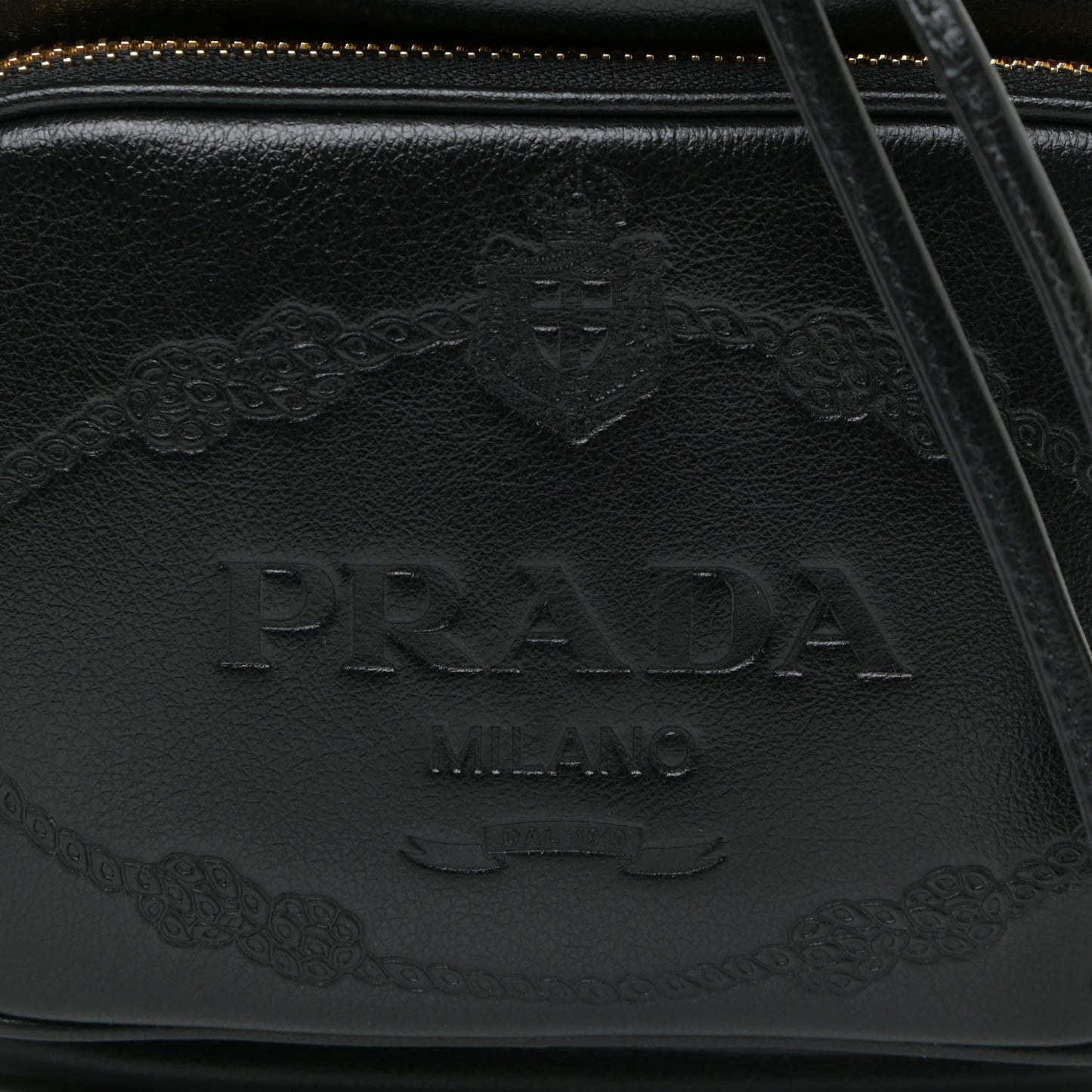 Glace Calfskin Embossed Secchiello Bucket Bag Black