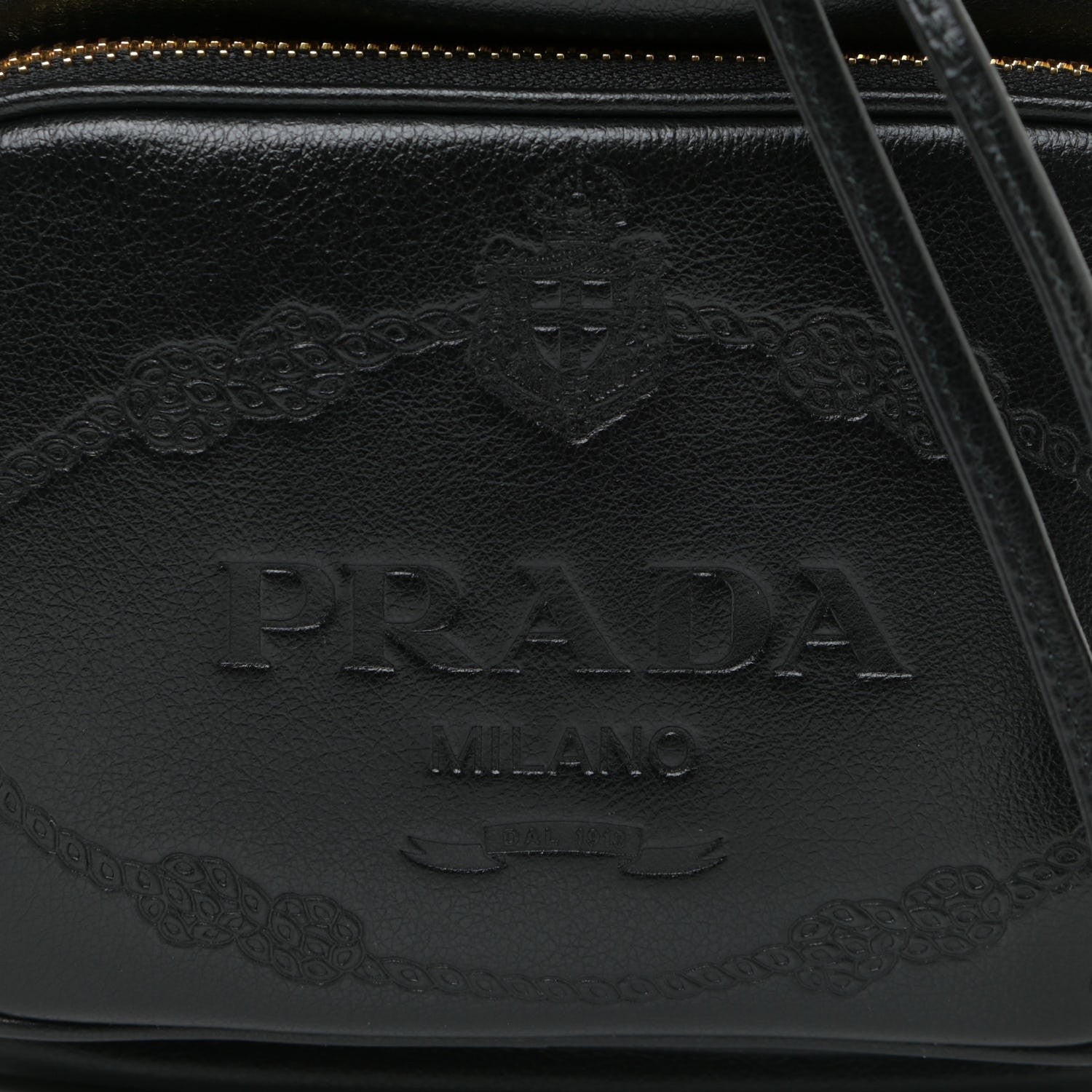 Prada Glace Calfskin Embossed Secchiello Bucket Bag Black 10 of 11