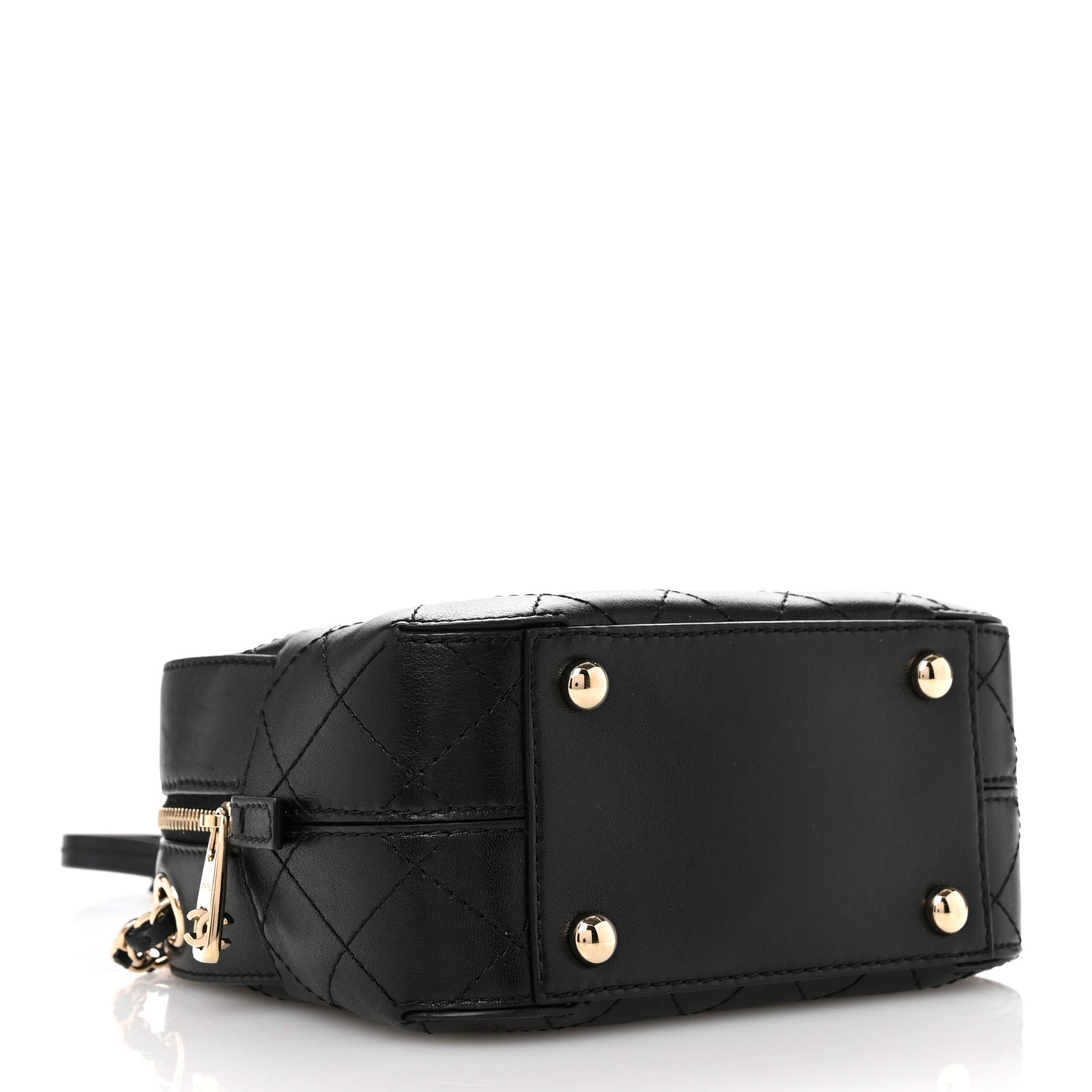 Calfskin Stitched Enamel CC Camera Case Bag Black